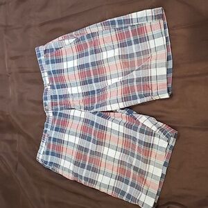 Merona Red, White, & Blue Plaid 100% Cotton Shorts Size 38